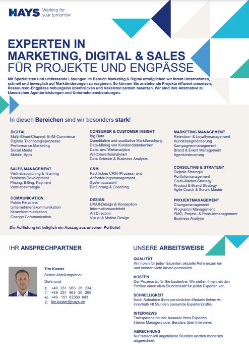 Factsheet: Azzo Kaminski Wir unterstützen Sie bei der erfolgreichen Besetzung interimistischen Marketing & Digital-Spezialisten