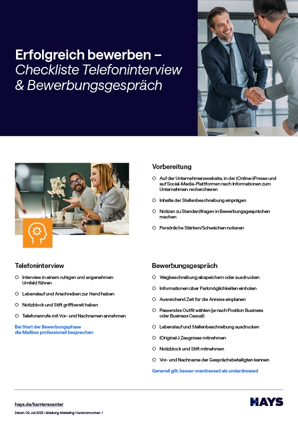 Checkliste Interview & Bewerbungsgespräch