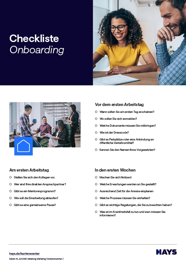 Checkliste Onboarding