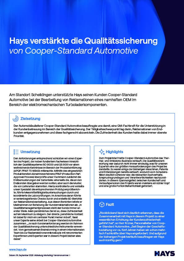 Success Story bei Cooper-Standard Automotive Success Story bei Cooper-Standard Automotive