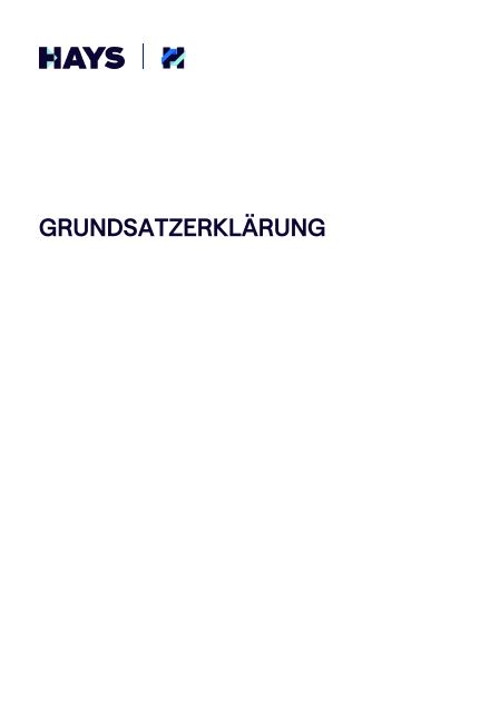Hays AG Grundsatzerklärung Cover