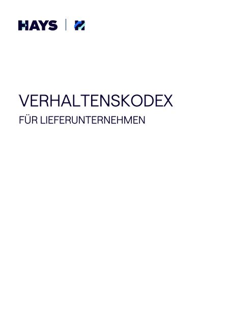 Verhaltenskodex für Lieferunternehmen Cover