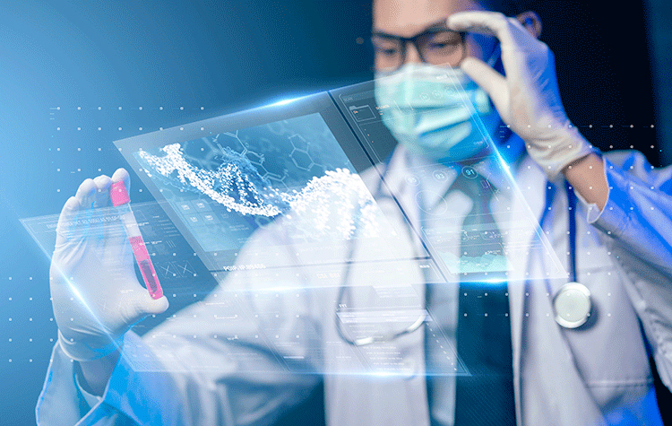 Doctor analyzes a blood sample