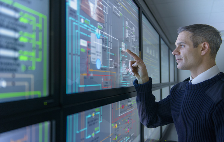 A man controls a plant.