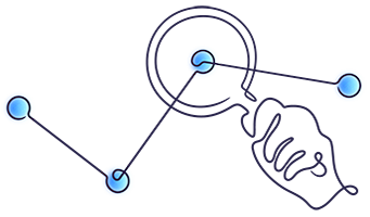 Illustration - Lupe untersucht Datenpunkte