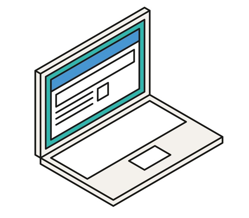 Grafik: Aufgeklappter Laptop