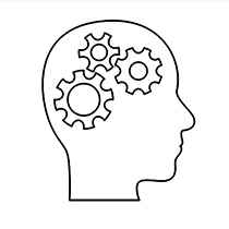 Kopf mit Zahnrädern 