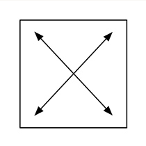 ein Viereck mit Ausdehnungspfeilen
